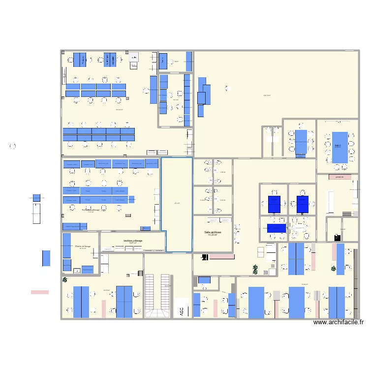 Espace r&eacute;ception option 2.2 - avec desk. Plan de 