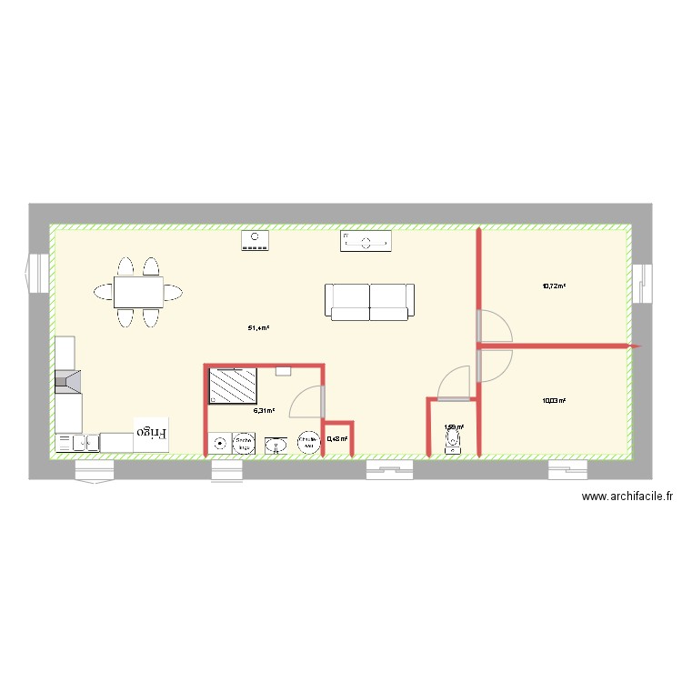  logement 15TER. Plan de 7 pièces et 81 m2