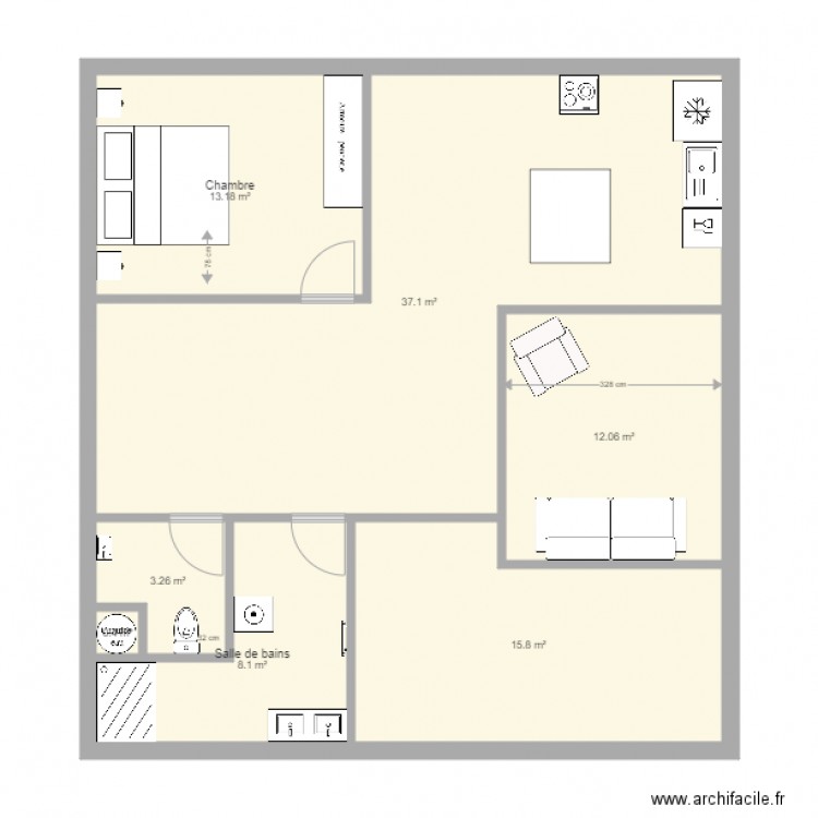 idée apt 80m2. Plan de 0 pièce et 0 m2