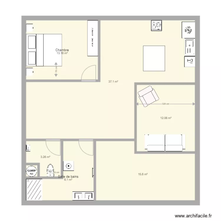 id&eacute;e apt 80m2. Plan de 0 pièce et 0 m2