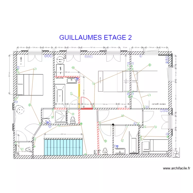 Guillaumes ETAGE 2 pr&eacute;plan elec. Plan de 