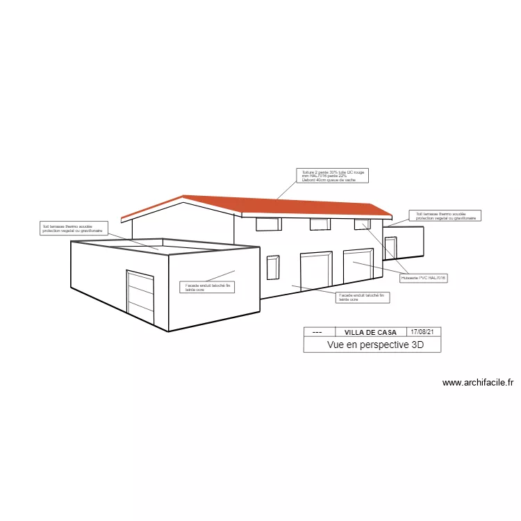 villa DE CASA perspective. Plan de 