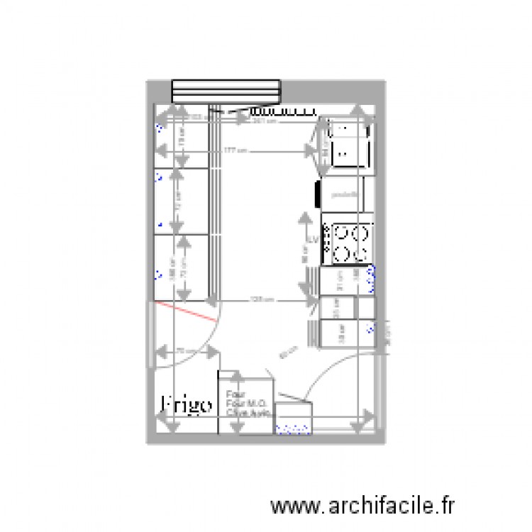 cuisine 4 électricité. Plan de 1 pièce et 9 m2