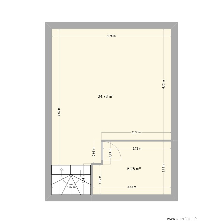 maison. Plan de 2 pièces et 31 m2