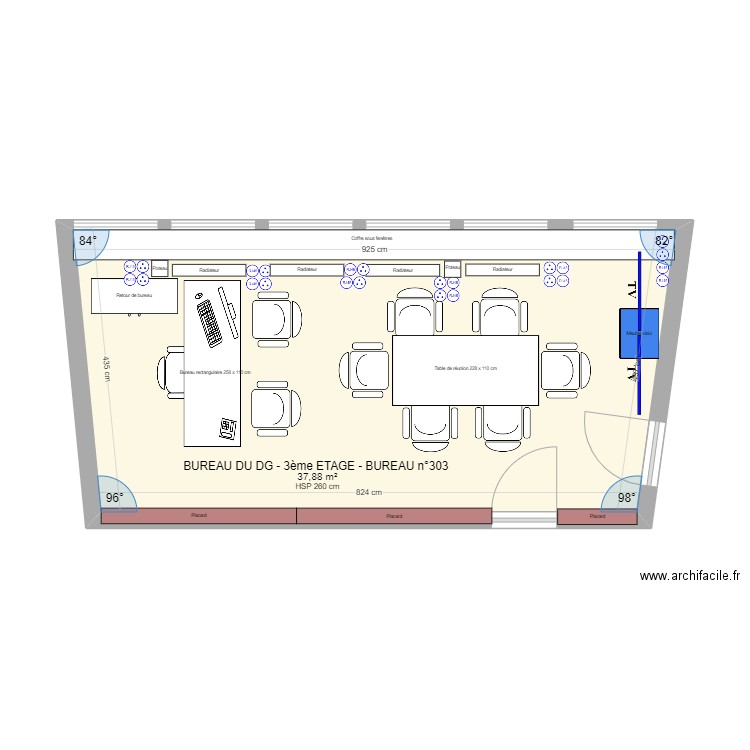 BUREAU DU DG 3ème ETAGE BUREAU n°303 V1  08 02 2023. Plan de 0 pièce et 0 m2