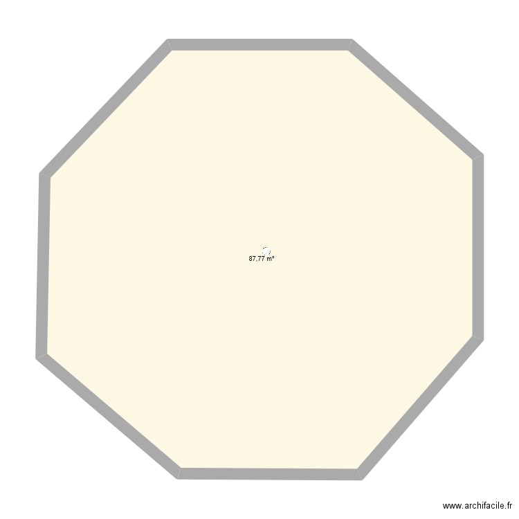 base octogonale côté 4,3. Plan de 1 pièce et 88 m2