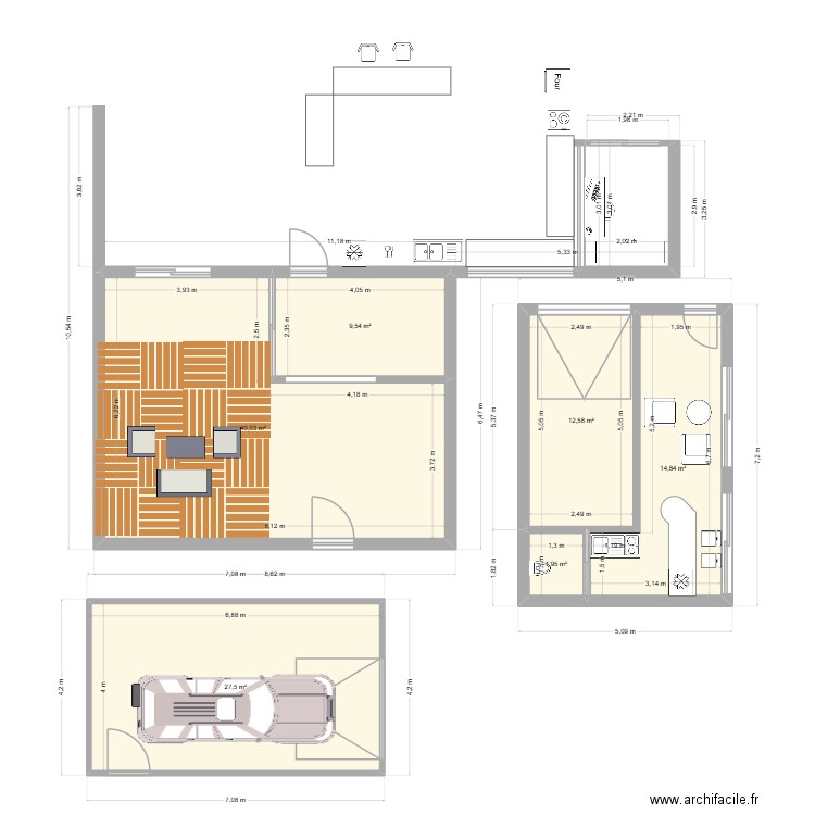 CONTAINER. Plan de 6 pièces et 106 m2