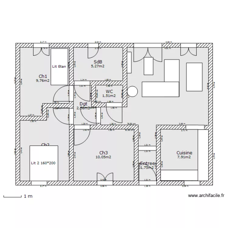 Maison 80M2 amenage v1. Plan de Maison 80M2 amenage v1. Plan de