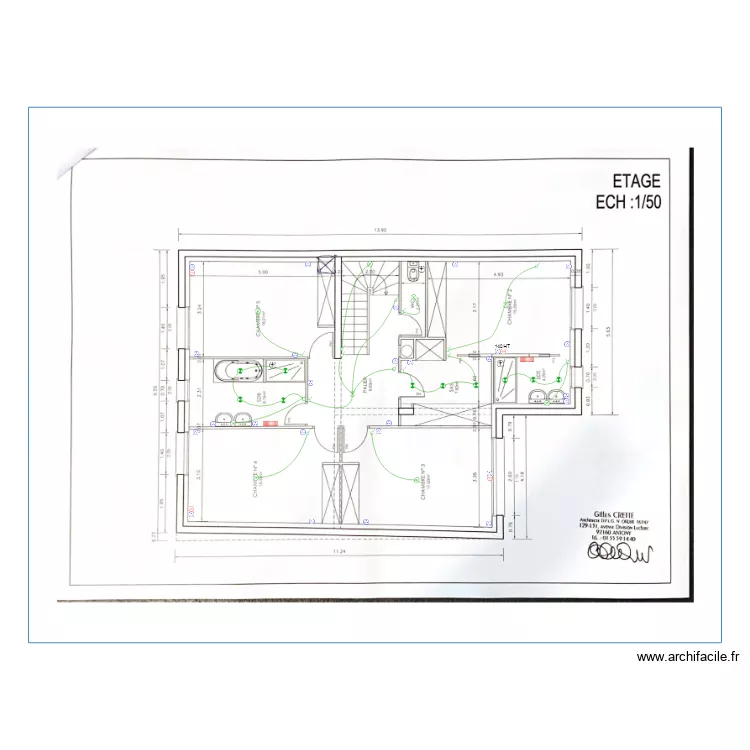 Adens etage. Plan de 