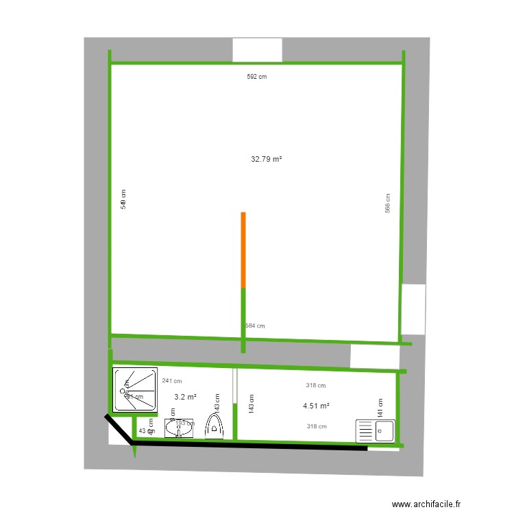 Demontès Projet. Plan de 4 pièces et 41 m2