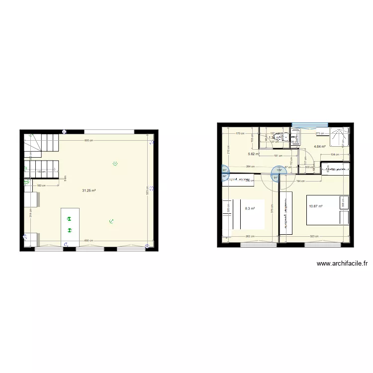 1er etage projet sdb. Plan de 