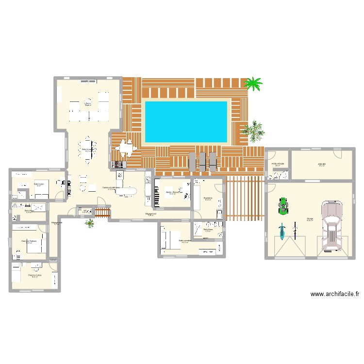 Maison Frossay Option 1. Plan de 18 pièces et 255 m2