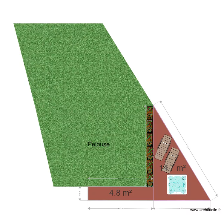 terrasse jacuzzi. Plan de 