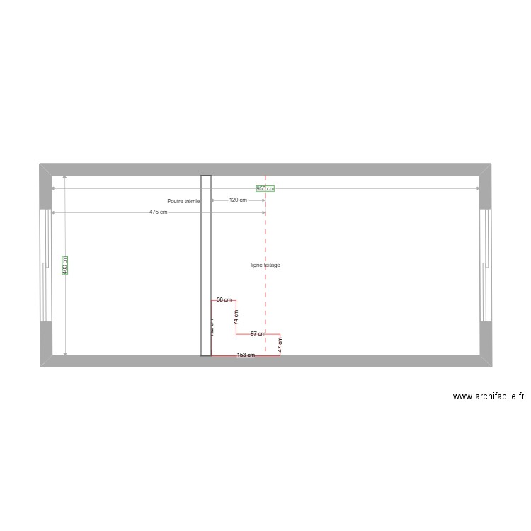 coupe cf surelevation plan sol interieur. Plan de 1 pièce et 38 m2