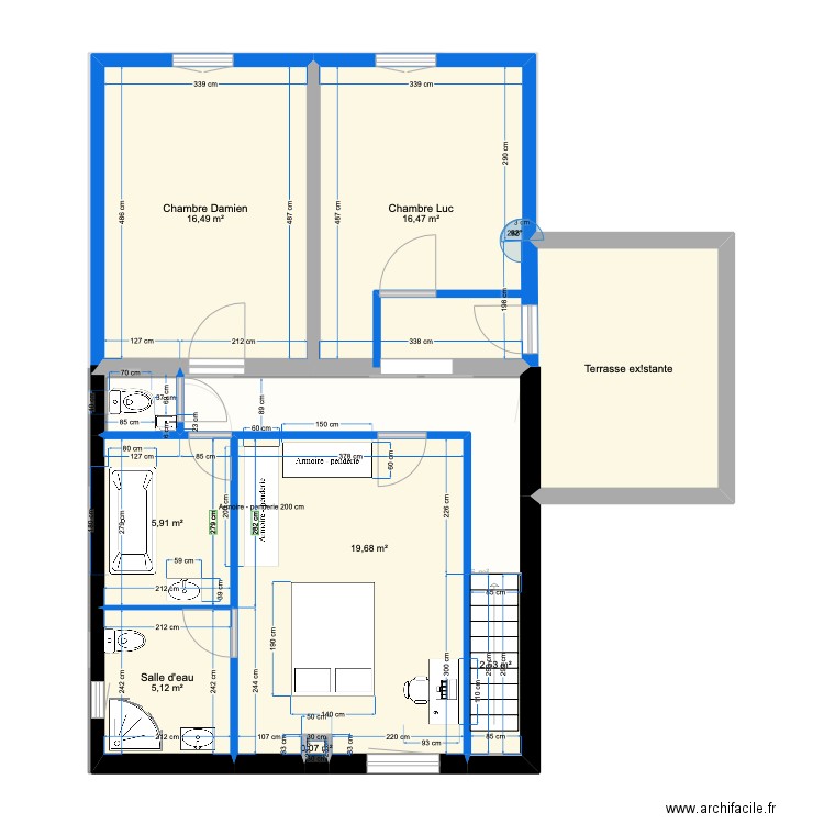 Etage  meublé 22 MAI 23 version 2. Plan de 16 pièces et 152 m2