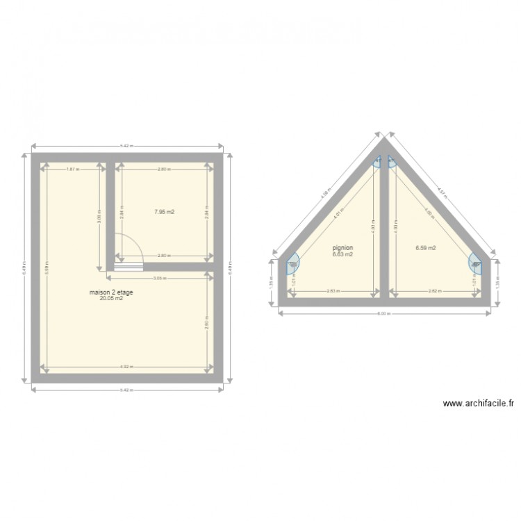 maison 2 etage touillon. Plan de 4 pièces et 41 m2