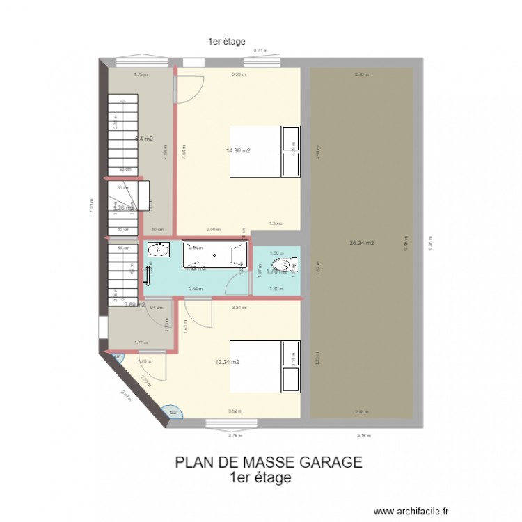 PLAN DE MASSE GARAGE la salle 1er étage sans garage  essai escalier. Plan de 0 pièce et 0 m2