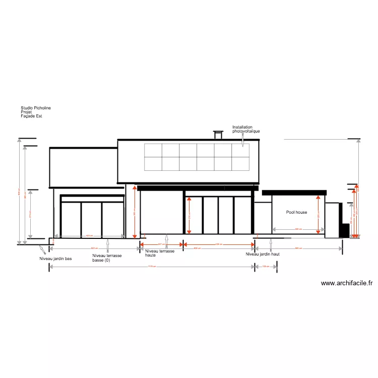 Studio Picholine Projet 07 18 1 Fa&ccedil;ade est . Plan de 