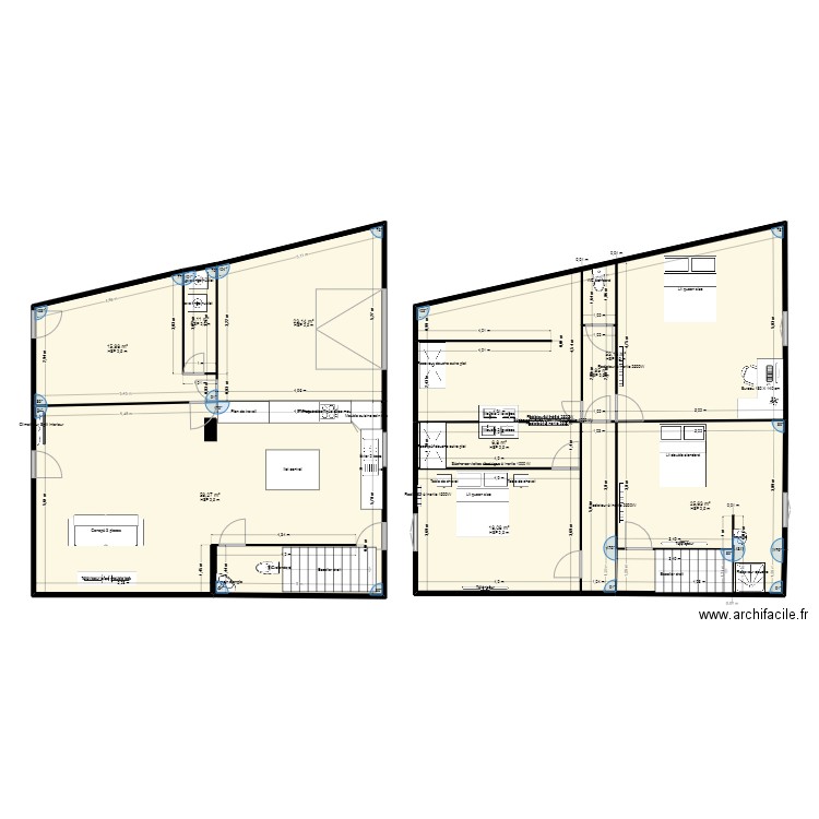 maison 01. Plan de 9 pièces et 208 m2