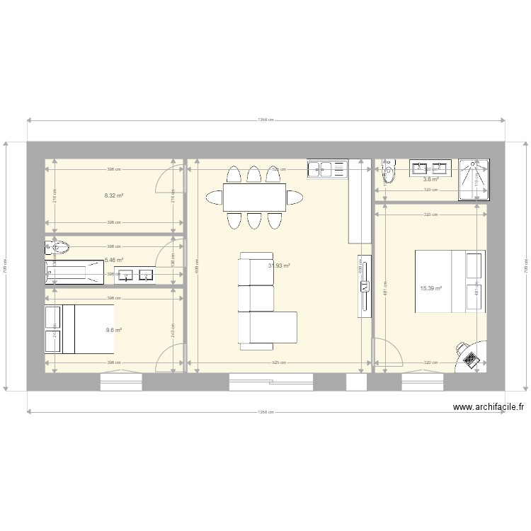 maison 75m2 a. Plan de 0 pièce et 0 m2