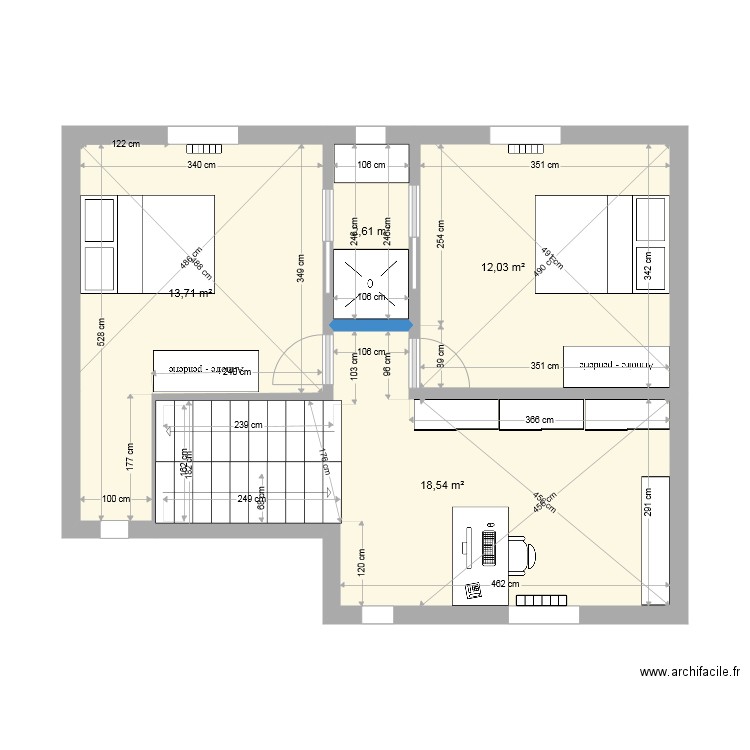 AnneDam 1er proposition 2. Plan de 4 pièces et 47 m2