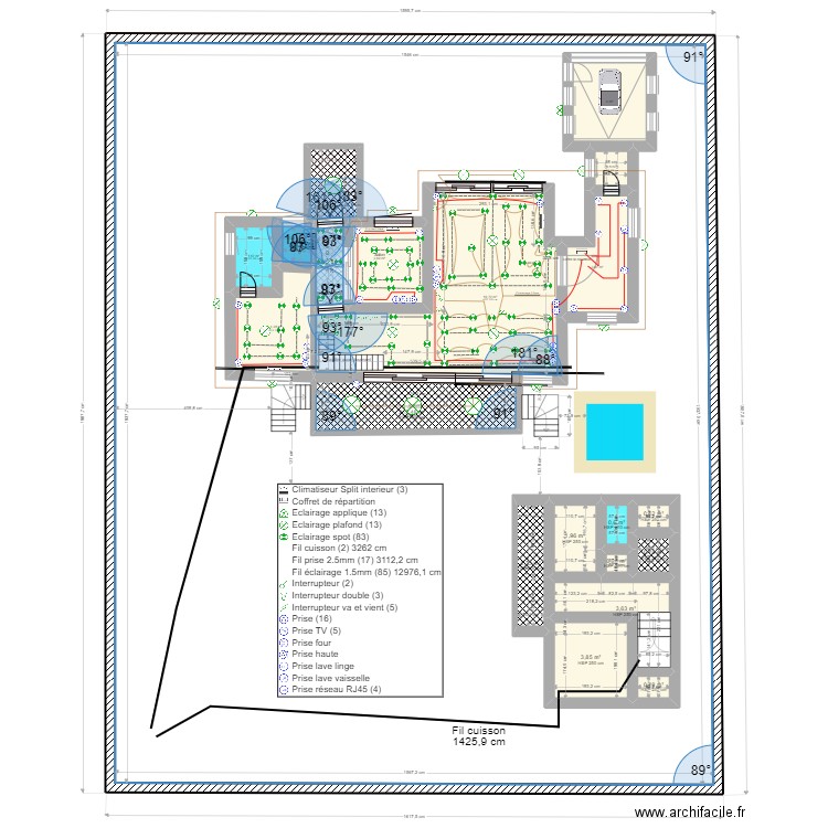 plan electricte  192. Plan de 21 pièces et 365 m2