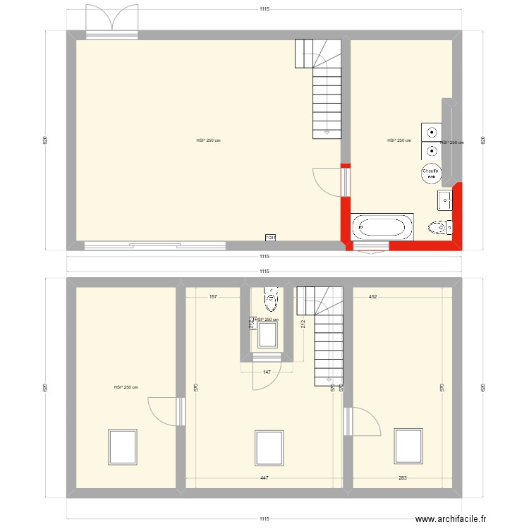 barmer. Plan de 6 pièces et 115 m2