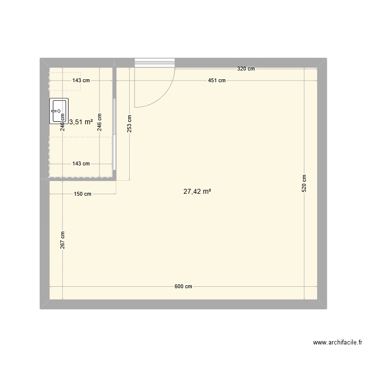 garage en bureau. Plan de 2 pièces et 31 m2