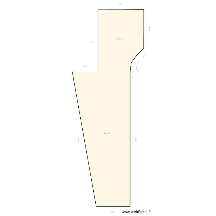 rouxhet beton. Plan de 2 pièces et 95 m2