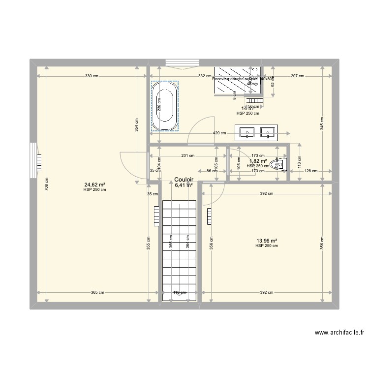 Plans combles SC - aménagés. Plan de 5 pièces et 61 m2