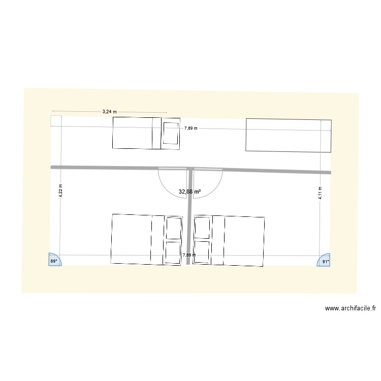 grenier mérens. Plan de 1 pièce et 33 m2