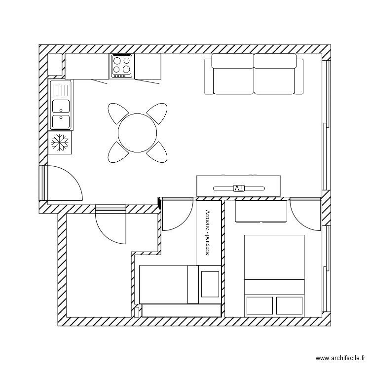 port la nouvelle modif. Plan de 6 pièces et 36 m2