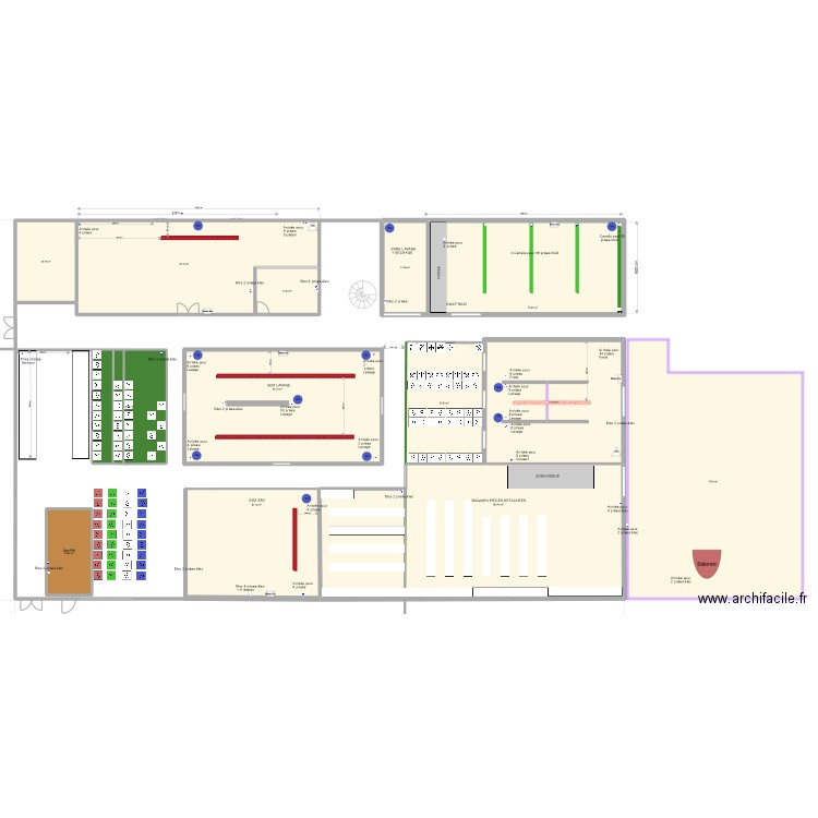 ATELIER Elec / eau / réseau. Plan de 13 pièces et 865 m2