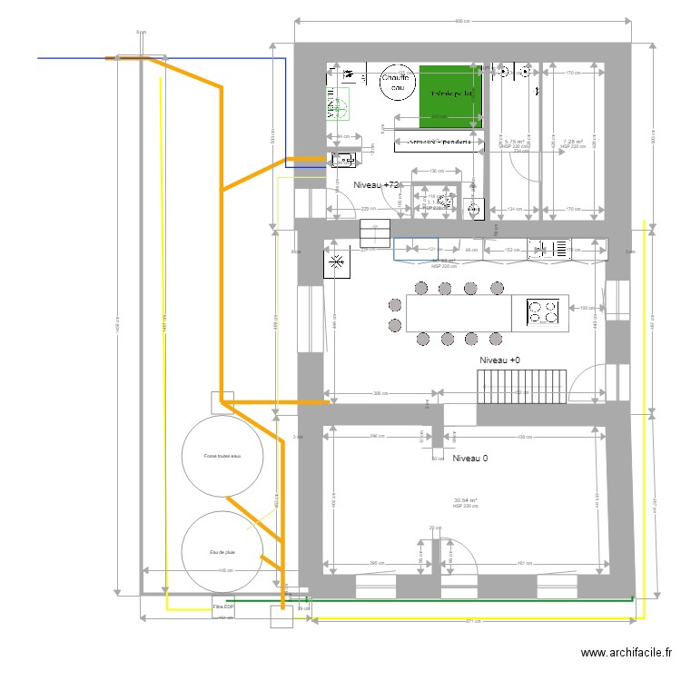 après transformation version chambres hôtes extension buanderie 2. Plan de 0 pièce et 0 m2
