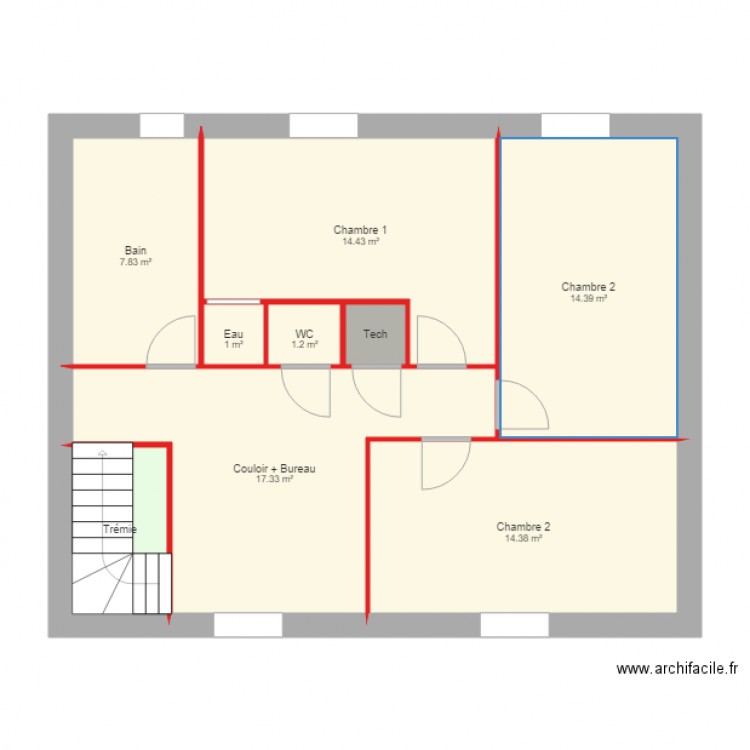 Surface plancher RDC 001. Plan de 0 pièce et 0 m2