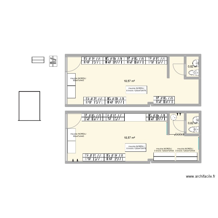 SJDL SKFK. Plan de 4 pièces et 39 m2