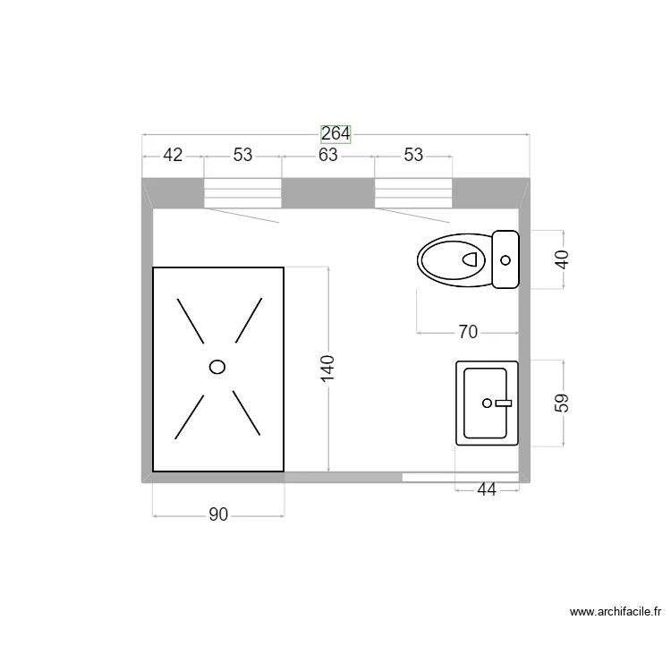 salle d'eau cires. Plan de 