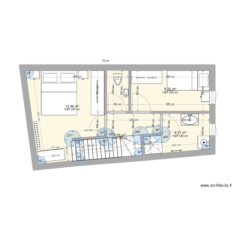 etage1bis. Plan de 4 pièces et 29 m2