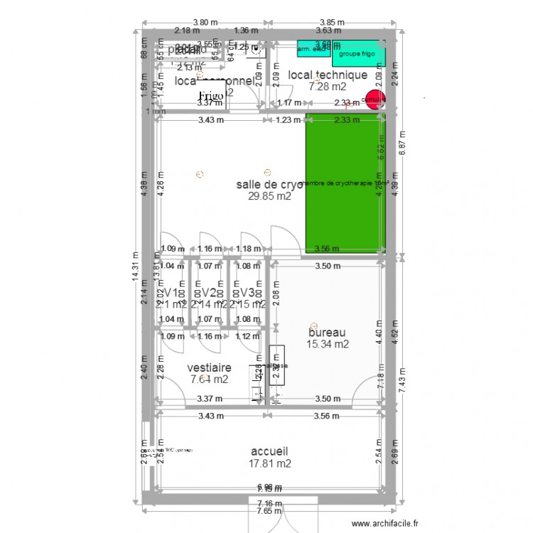 centre cryotherapie NZ plomberie. Plan de 0 pièce et 0 m2