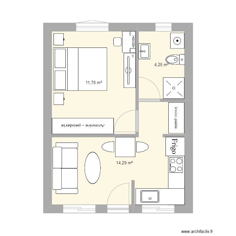 studio. Plan de 0 pièce et 0 m2