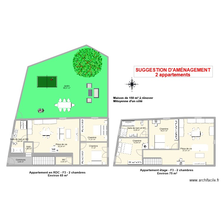 PETITJEAN Succession. Plan de 36 pièces et 745 m2