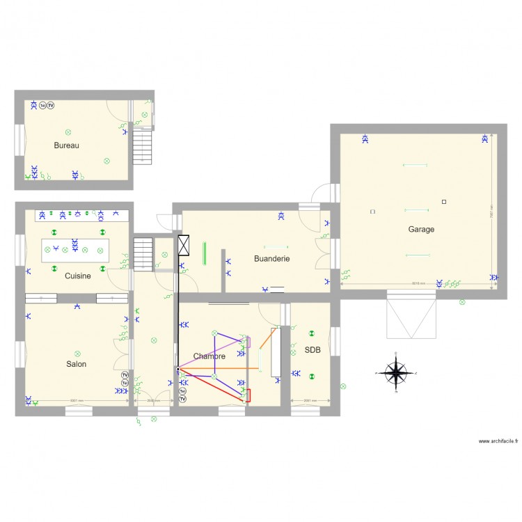 Eclairage chambre. Plan de 0 pièce et 0 m2