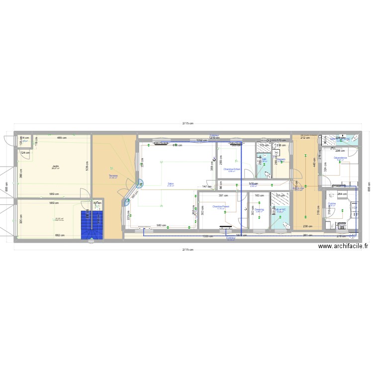 Maison Agoè fini. Plan de 39 pièces et 607 m2
