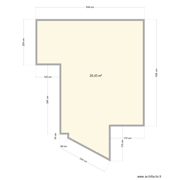 Pallier Champey. Plan de 1 pièce et 26 m2