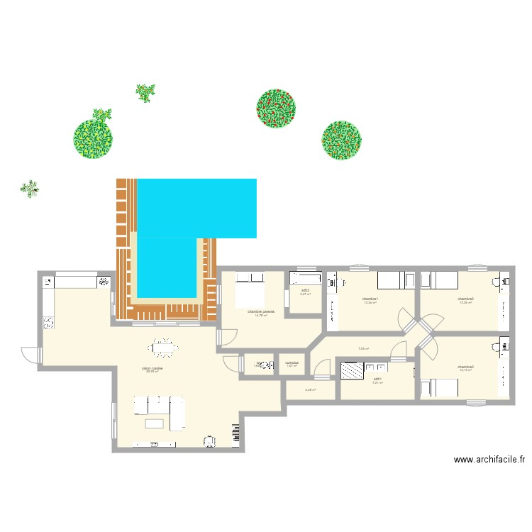 villa. Plan de 11 pièces et 134 m2