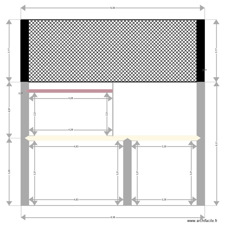 vue de face emmanuelle. Plan de 6 pièces et 77 m2