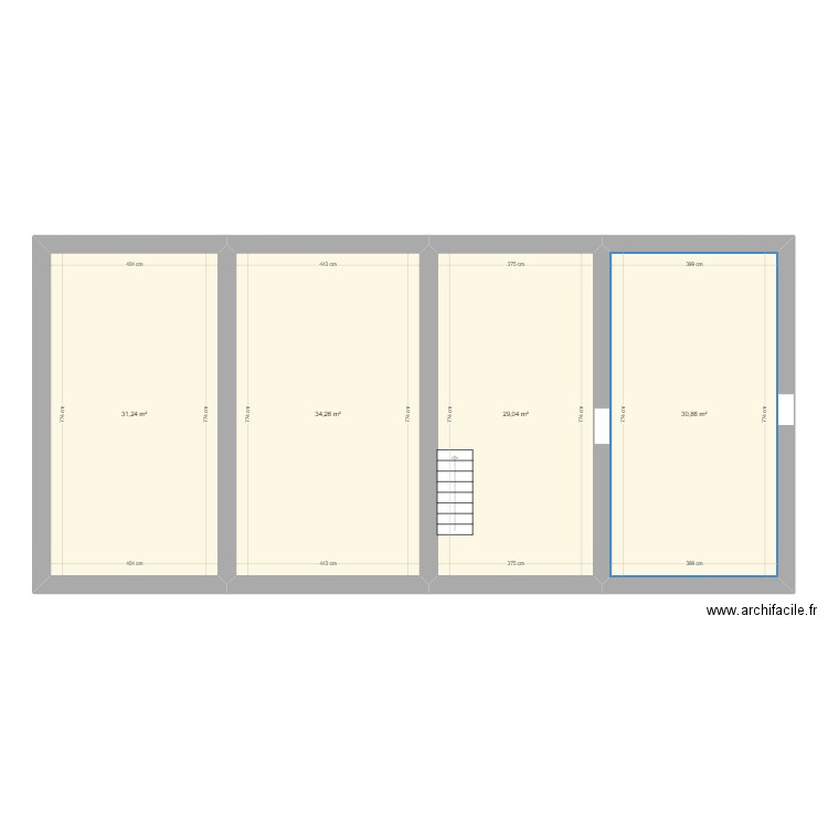 2ème. Plan de 4 pièces et 125 m2