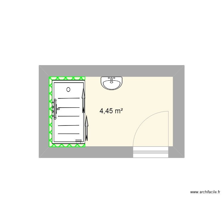 pa niveleau. Plan de 1 pièce et 4 m2