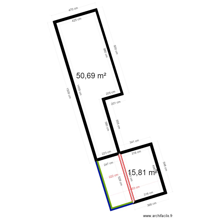 maison 3. Plan de 2 pièces et 67 m2