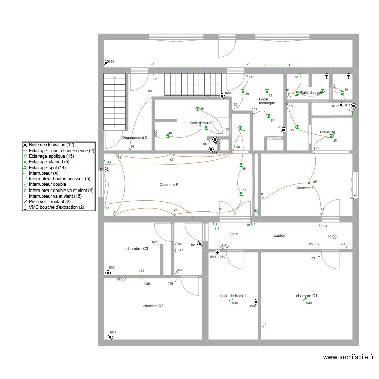 fleurentdidier éclairage 1er etage 1. Plan de 21 pièces et 143 m2